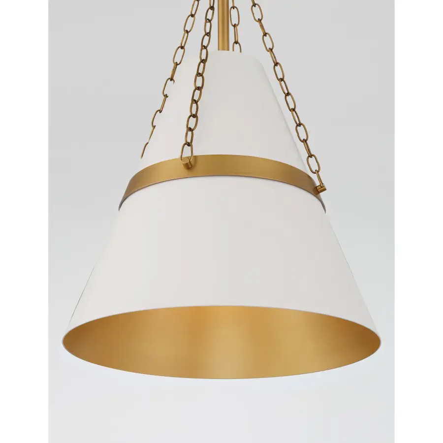 Springfield 12" Pendant Light in Off White Cream & Legacy Brass - Image 7