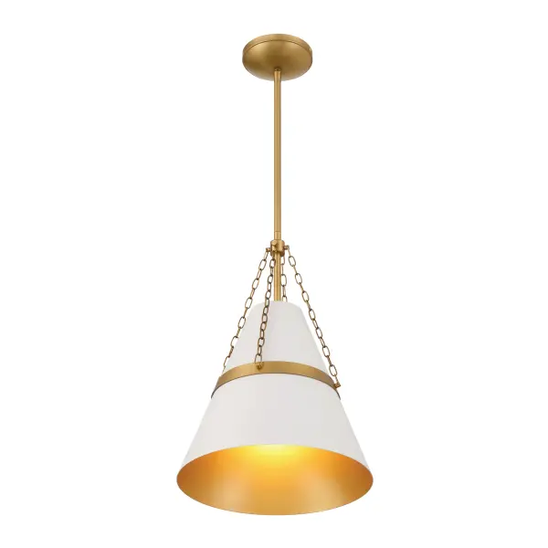 Springfield 12" Pendant Light in Off White Cream & Legacy Brass - Image 8