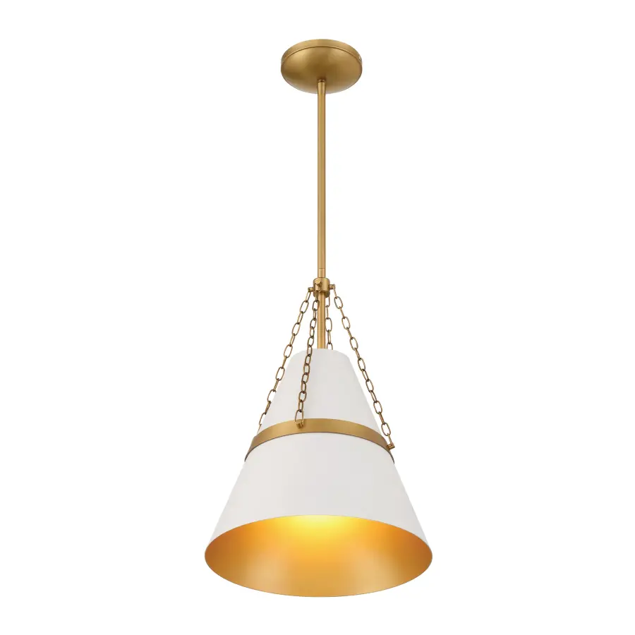 Springfield 12" Pendant Light in Off White Cream & Legacy Brass - Image 8