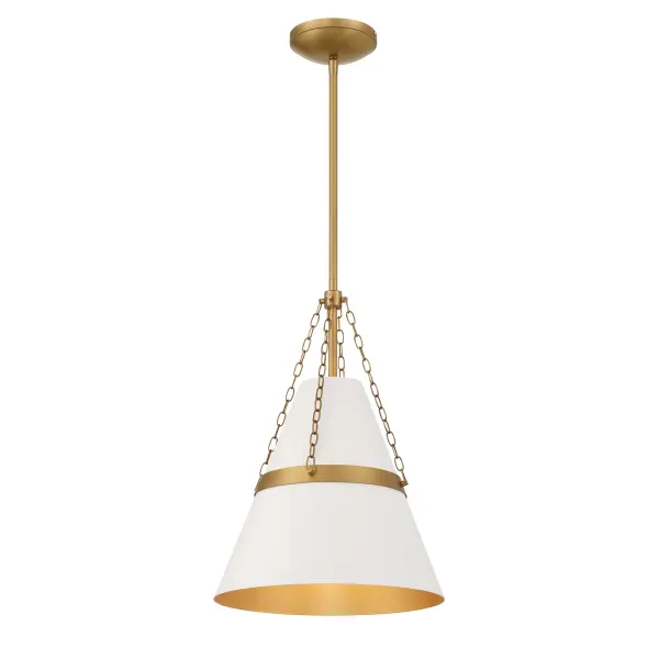 Springfield 12" Pendant Light in Off White Cream & Legacy Brass - Image 9