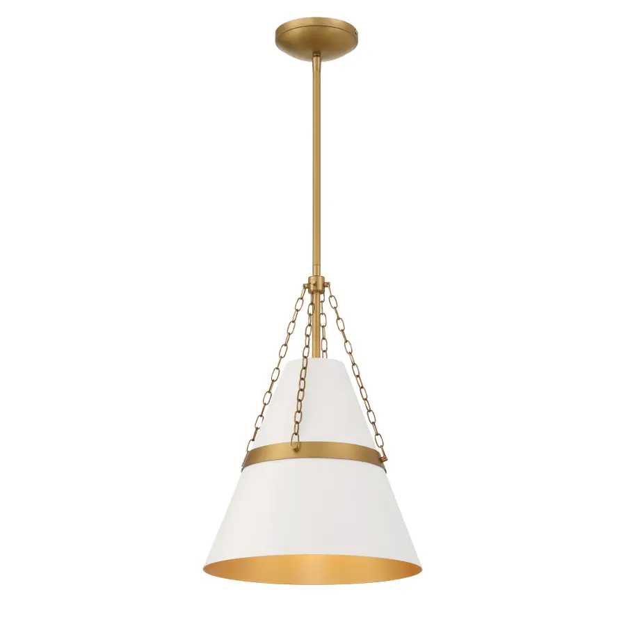 Springfield 12" Pendant Light in Off White Cream & Legacy Brass - Image 9