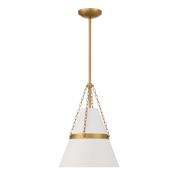 Springfield 12" Pendant Light in Off White Cream & Legacy Brass - Image 10