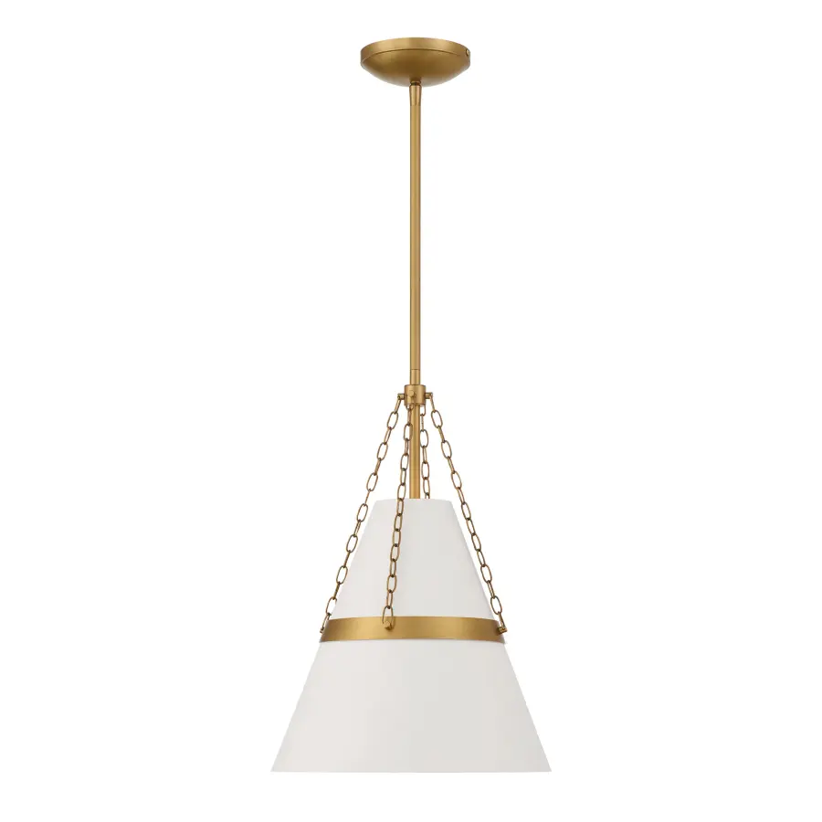 Springfield 12" Pendant Light in Off White Cream & Legacy Brass - Image 10