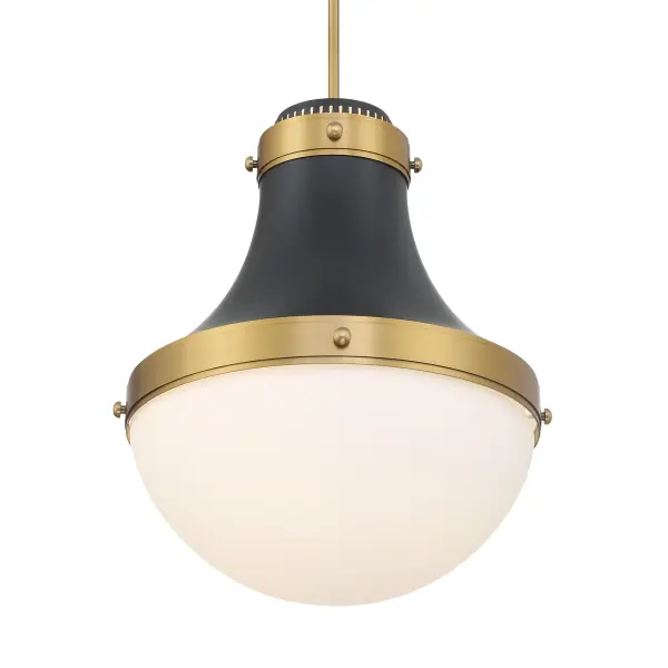 Purelight 16.25" 1-Light Pendant in Dark Matte Black and Legacy Brass - Image 1
