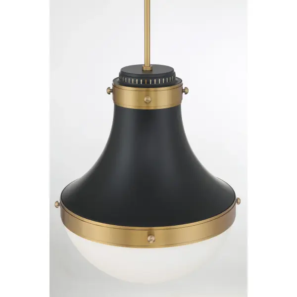 Purelight 16.25" 1-Light Pendant in Dark Matte Black and Legacy Brass - Image 2