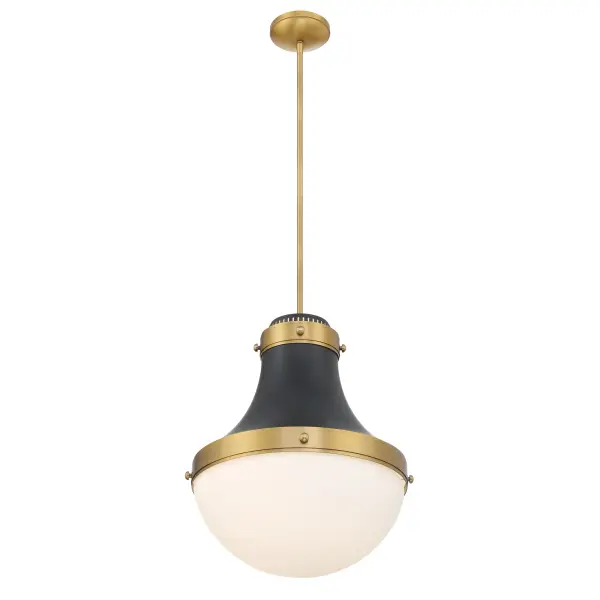 Purelight 16.25" 1-Light Pendant in Dark Matte Black and Legacy Brass - Image 3