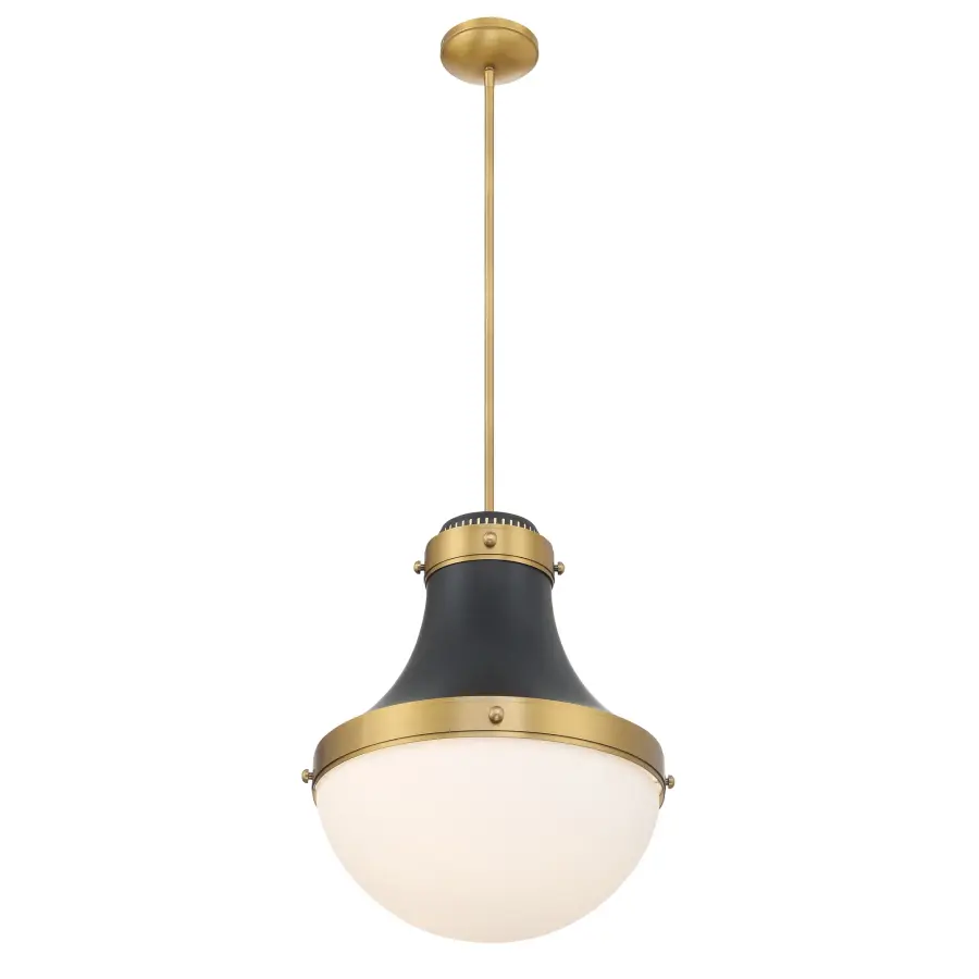 Purelight 16.25" 1-Light Pendant in Dark Matte Black and Legacy Brass - Image 3