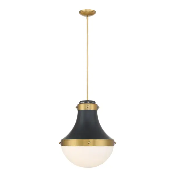 Purelight 16.25" 1-Light Pendant in Dark Matte Black and Legacy Brass - Image 4