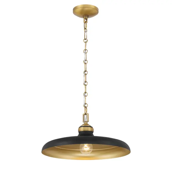 Crowne 16" 1-Light Pendant in Dark Matte Black and Legacy Brass - Image 11