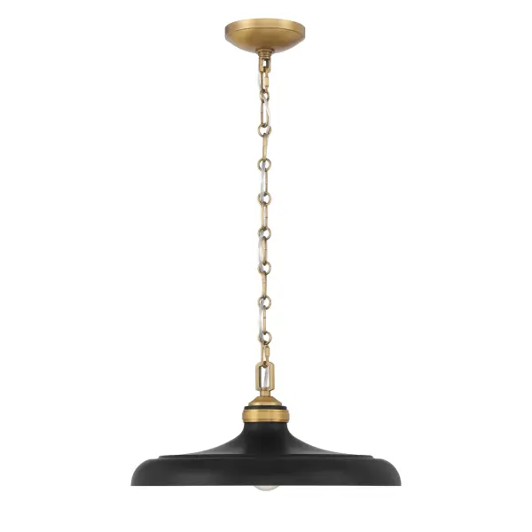 Crowne 16" 1-Light Pendant in Dark Matte Black and Legacy Brass - Image 12