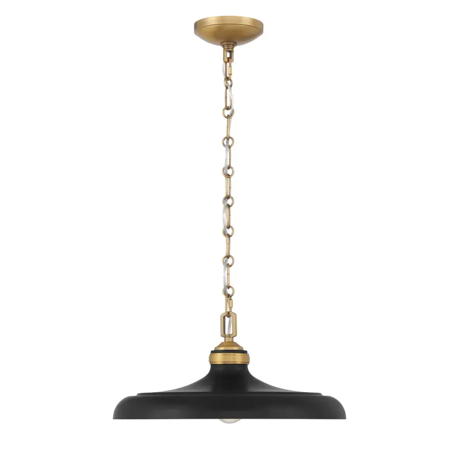 Crowne 16" 1-Light Pendant in Dark Matte Black and Legacy Brass - Image 12