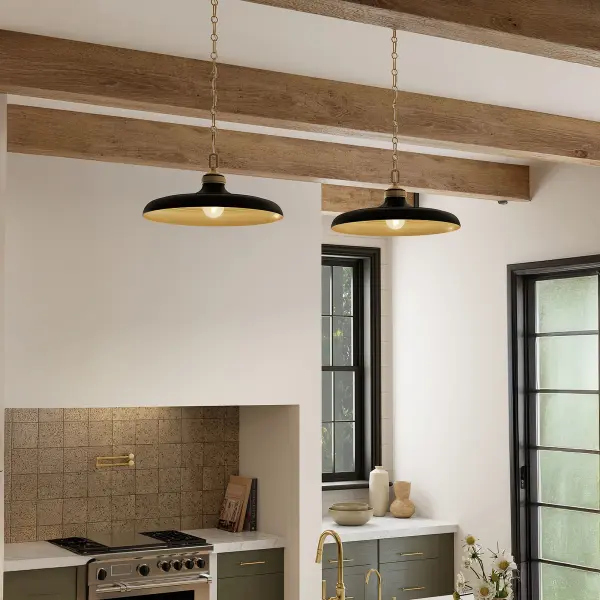 Crowne 16" 1-Light Pendant in Dark Matte Black and Legacy Brass - Image 6