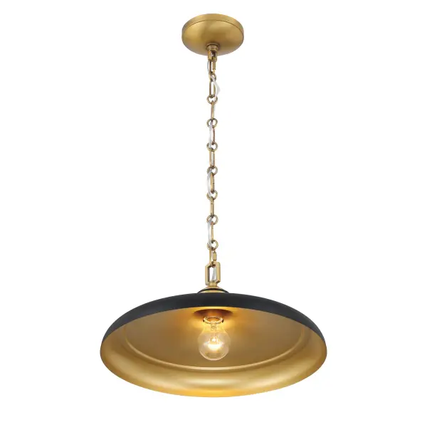 Crowne 16" 1-Light Pendant in Dark Matte Black and Legacy Brass - Image 10