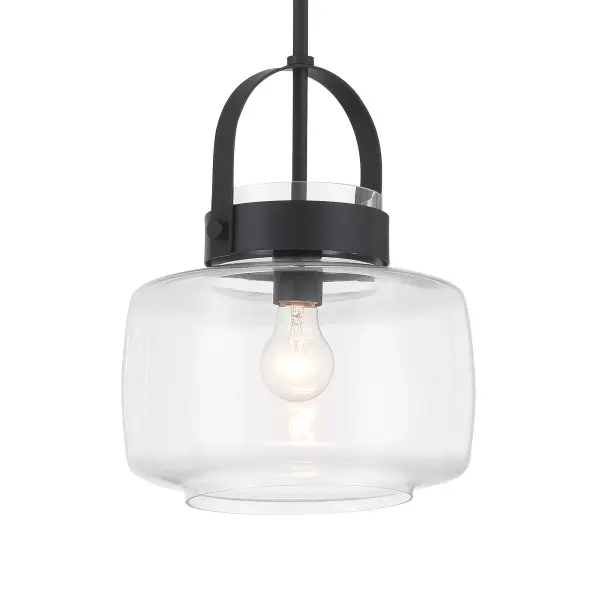 The WickGlow pendant combines transitional elegance with industrial charm through its dark matte black finish and clear glass shade. At 11 inches wide, it's perfectly sized for smaller spaces or grouped installations.