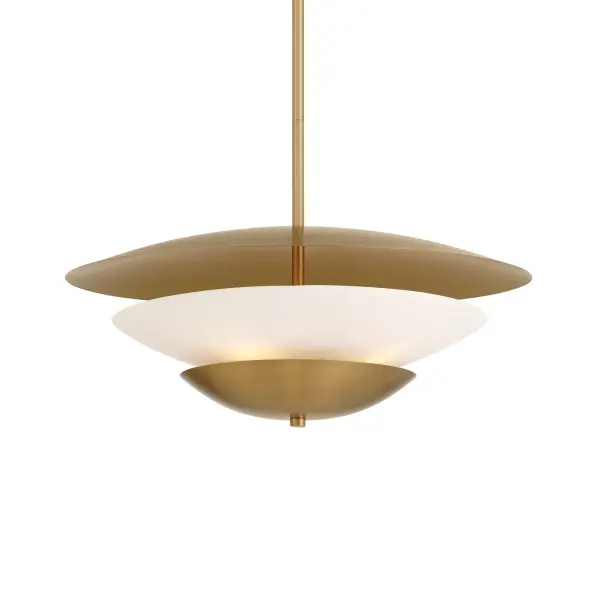 The Solara pendant combines contemporary design with timeless elegance through its Legacy Brass finish and faux alabaster shades. At nearly 24 inches wide, it provides substantial presence while the 4-light configuration delivers excellent illumination for dining and gathering spaces.