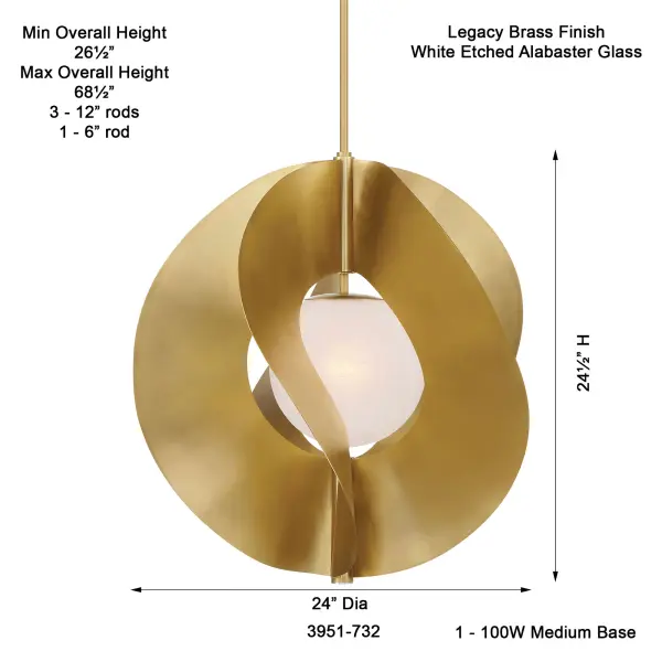 Gloria 24" 1-Light Pendant in Legacy Brass - Image 3