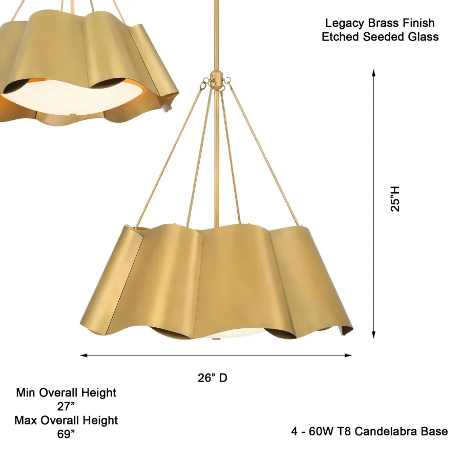 Waveform 26" 4-Light Pendant in Legacy Brass - Image 3