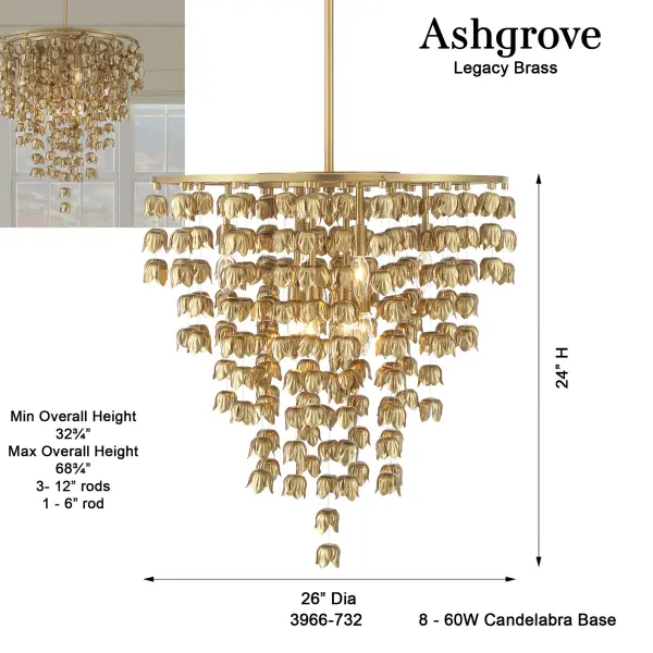 Ashgrove 26" 8-Light Pendant in Legacy Brass - Image 3