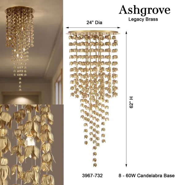 Ashgrove 24" 8-Light Pendant in Legacy Brass - Image 3