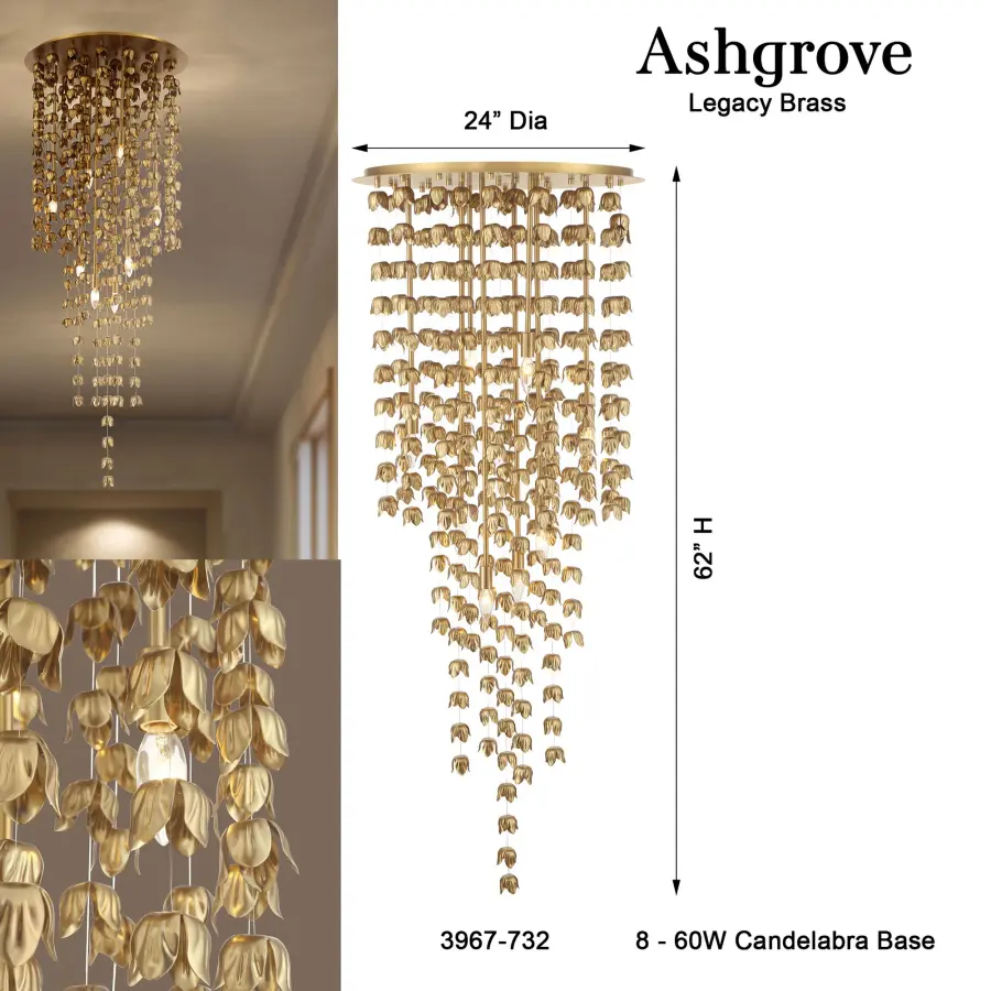 Ashgrove 24" 8-Light Pendant in Legacy Brass - Image 3