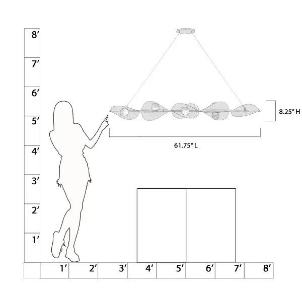 The Pod Island Light delivers exceptional illumination with its 61.75-inch linear design, featuring elegant faux cloud glass and Legacy Brass finish. High CRI of 90 ensures true color rendering, while integrated LED technology provides energy-efficient, dimmable lighting perfect for kitchen islands and dining areas. - alternate view