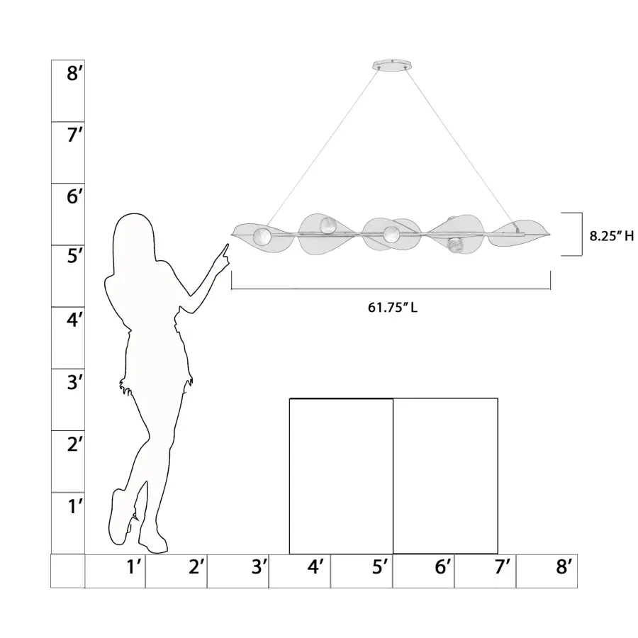 Stunning Linear LED Island Light with Cloud Glass and Warm Brass Finish - Image 2