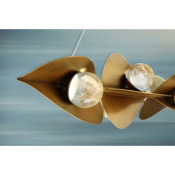 Stunning Linear LED Island Light with Cloud Glass and Warm Brass Finish - Image 5