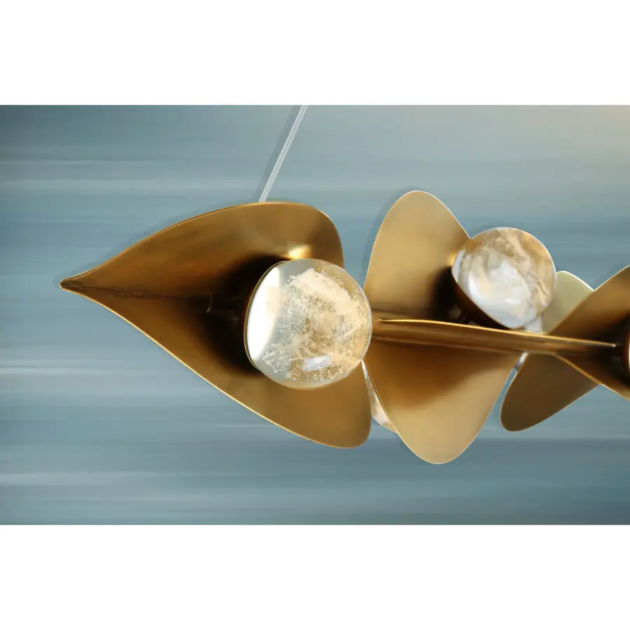 Stunning Linear LED Island Light with Cloud Glass and Warm Brass Finish - Image 5