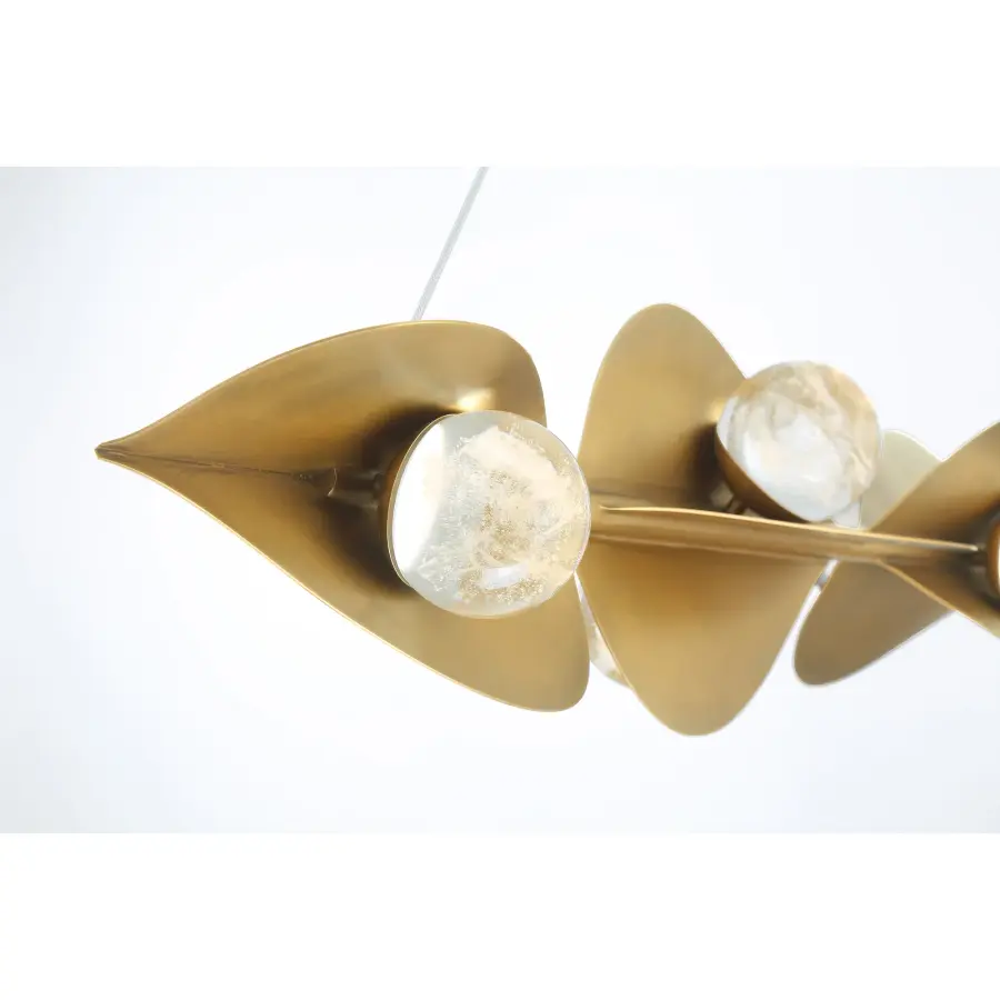 Stunning Linear LED Island Light with Cloud Glass and Warm Brass Finish - Image 6