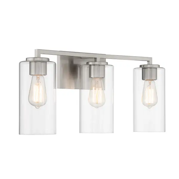 3 Light Bath in Brushed Nickel Finish with Clear Glass - alternate view