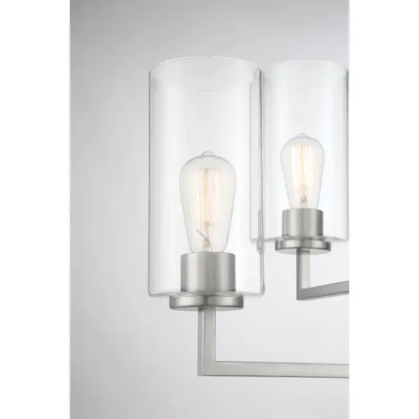 4 Light Chandelier in Brushed Nickel Finish with Clear Glass - alternate view