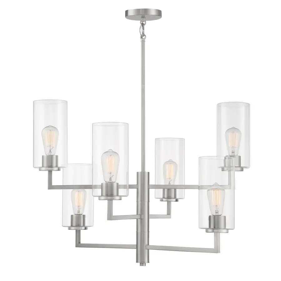 Acacia 6-Light Chandelier in Brushed Nickel - Image 4