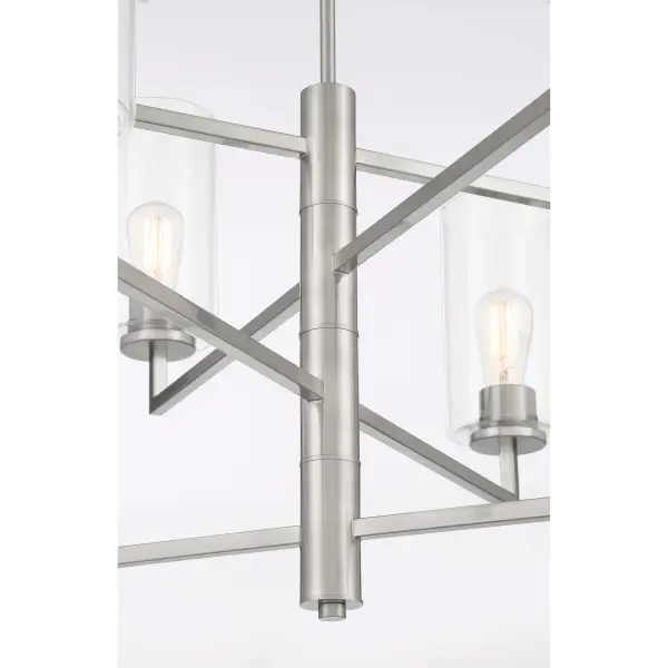 8 Light Chandelier in Brushed Nickel Finish with Clear Glass - alternate view