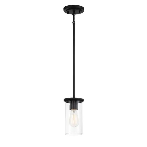 1 Light Mini Pendant (Convertible to Semi Flush) in Coal Finish with Clear Glass - alternate view