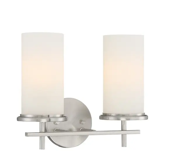 2 Light Bath in Brushed Nickel Finish with Etched White Glass