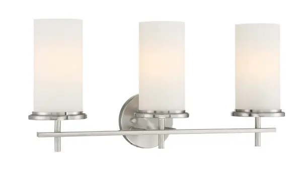 3 Light Bath in Brushed Nickel Finish with Etched White Glass