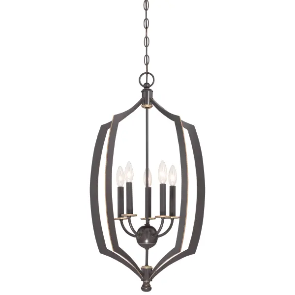 Classic Foyer Lantern with Elegant Bronze and Gold Detailing