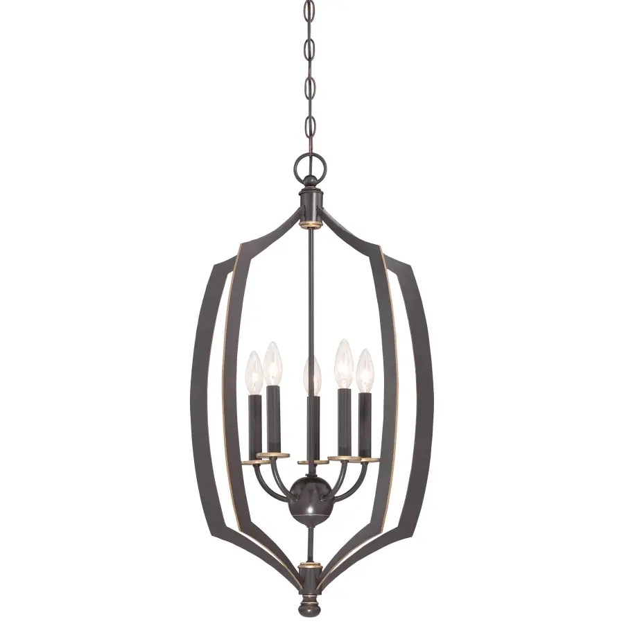 Classic Foyer Lantern with Elegant Bronze and Gold Detailing