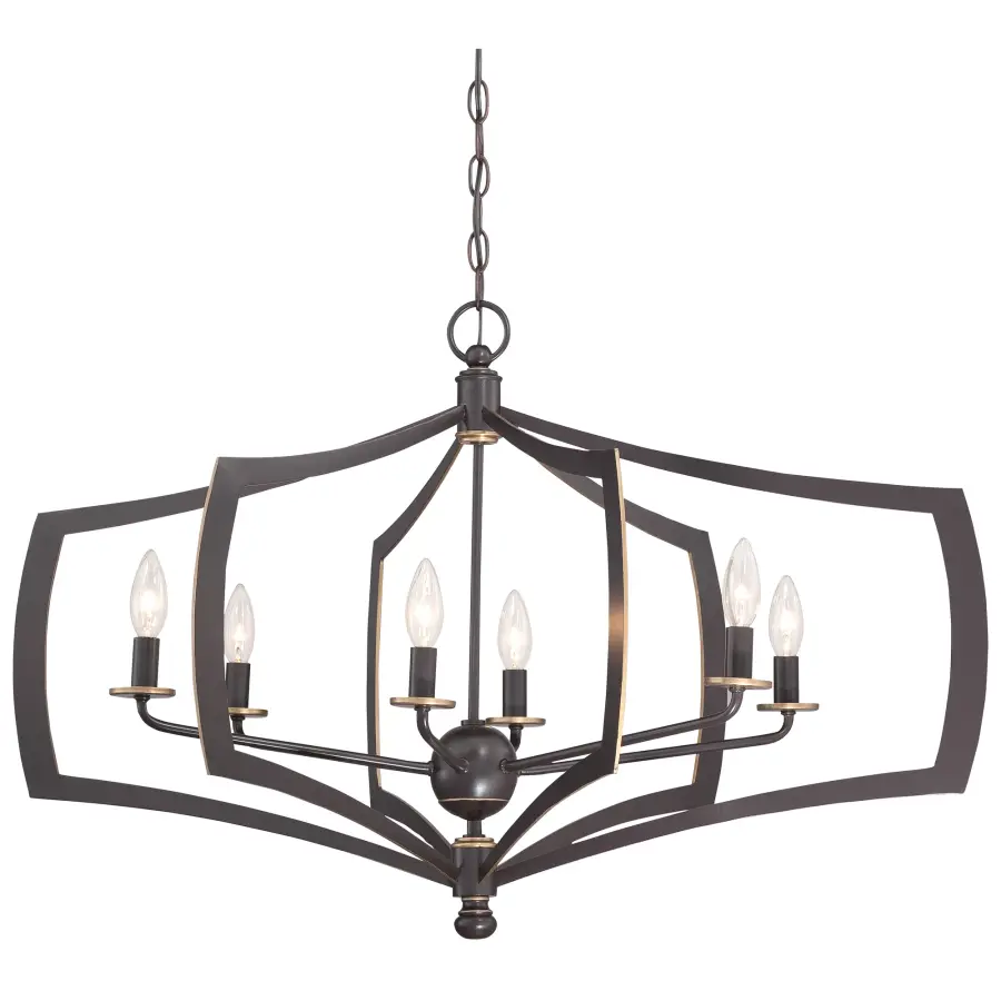 Elegant Linear Chandelier with Warm Bronze & Gold Finish