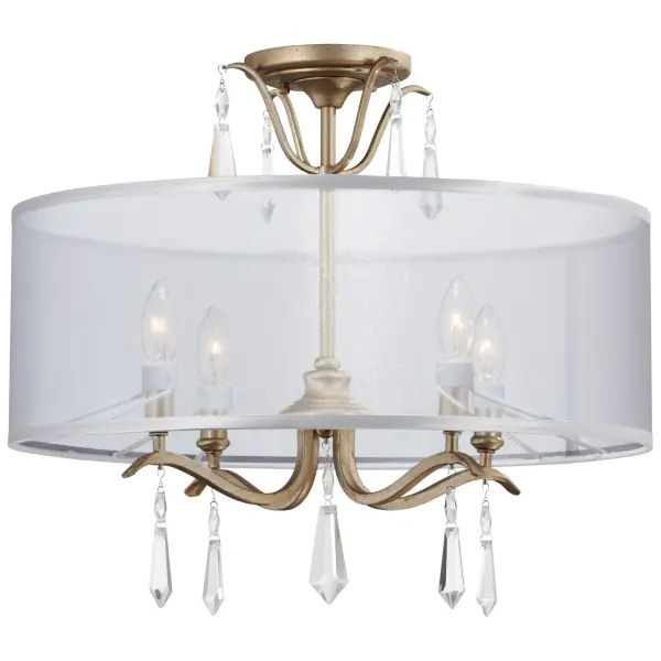 The Laurel Estate pendant combines timeless elegance with modern versatility. Its Brio Gold finish and crystal accents create sophisticated sparkle, while translucent sheer fabric shades provide warm, diffused light perfect for dining and entertaining spaces.