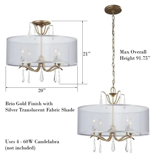 Laurel Estate 4-Light Pendant in Brio Gold - Image 3