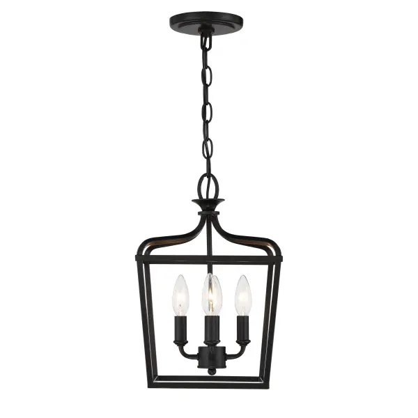 The Laurel Estate semi-flush mount brings traditional elegance to foyers and hallways with its coal black finish and compact 10-inch profile. Four candelabra bulbs provide ample illumination while the low-profile design suits standard ceiling heights. - alternate view