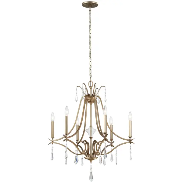 Laurel Estate 6-Light Chandelier in Brio Gold