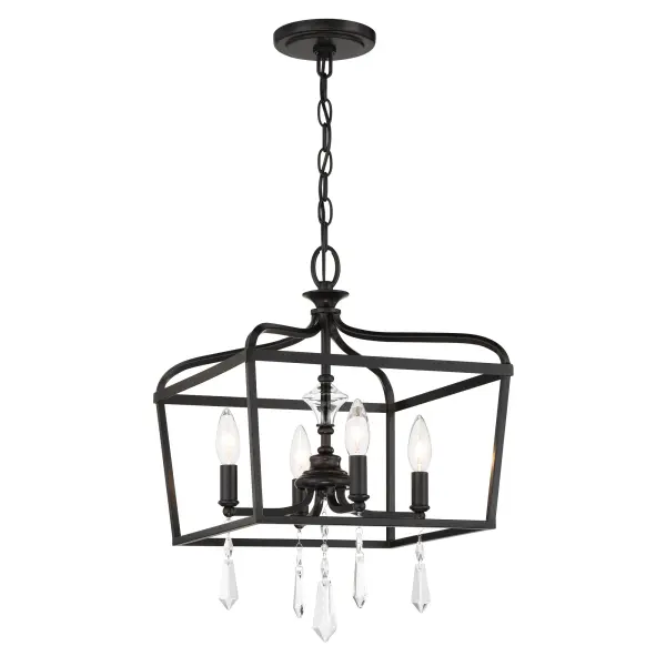 The Laurel Estate semi-flush mount combines classic styling with modern functionality. Its coal black finish and crystal details create sophisticated ambiance in foyers and hallways with lower ceilings.