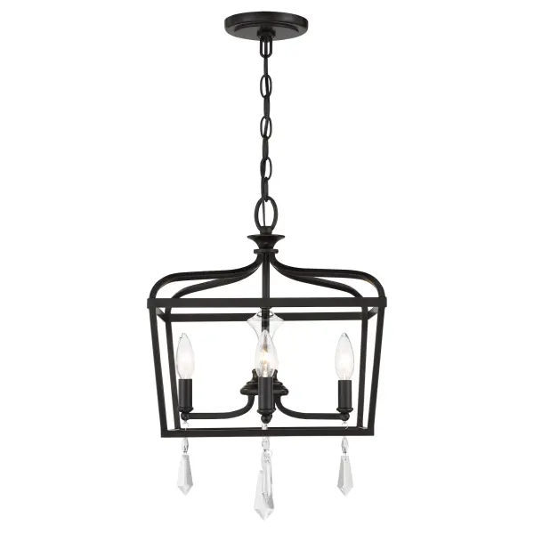 The Laurel Estate semi-flush mount combines classic styling with modern functionality. Its coal black finish and crystal details create sophisticated ambiance in foyers and hallways with lower ceilings. - alternate view