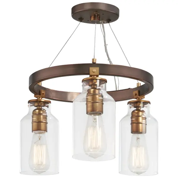 The Morrow semi-flush mount combines traditional styling with practical functionality. Its compact 16-inch profile and warm bronze finish with gold highlights make it ideal for smaller spaces needing elegant overhead lighting.