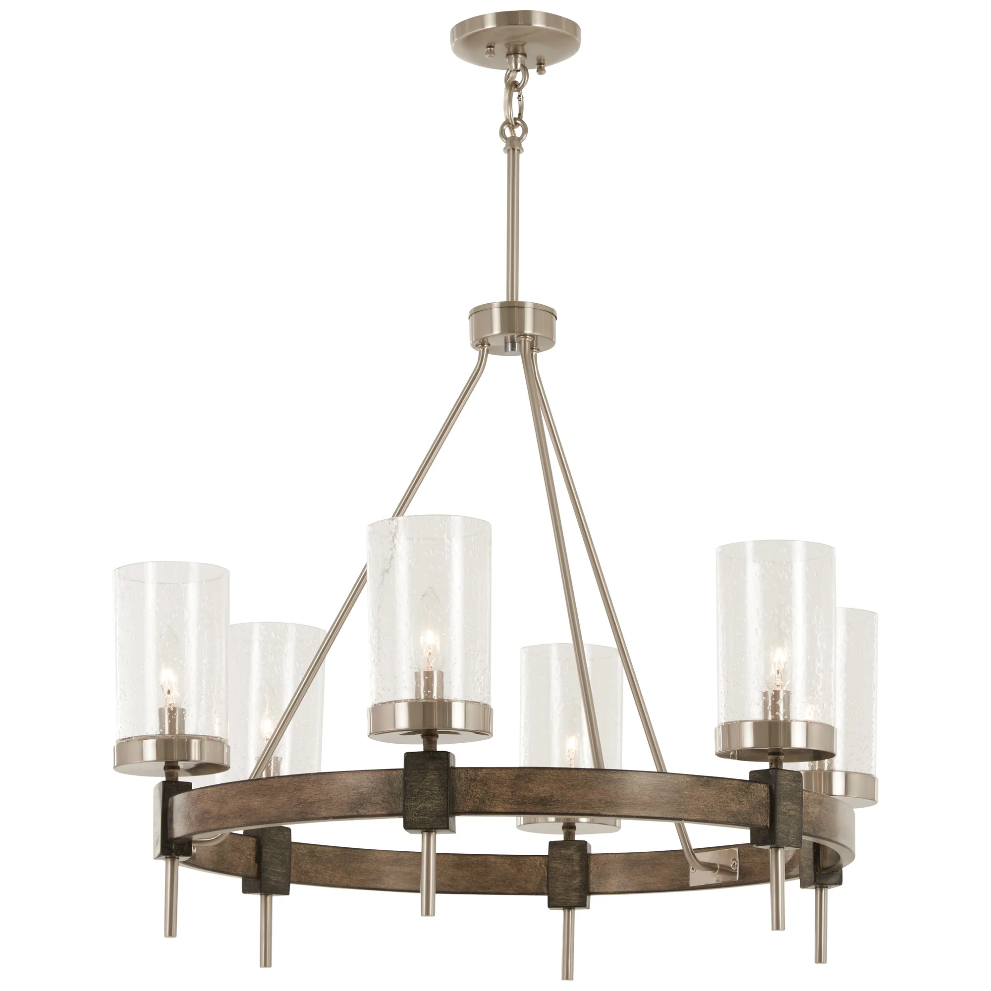 Bridlewood 6-Light Chandelier in Stone Grey with Brushed Nickel