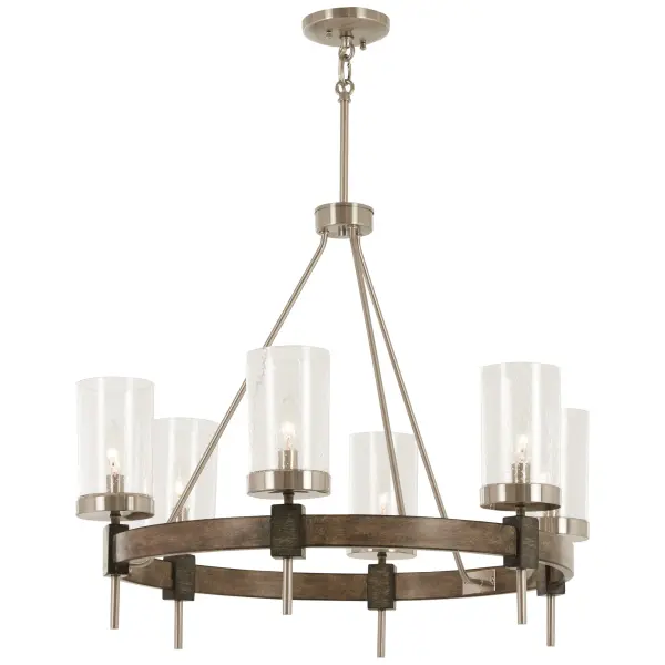 Bridlewood 6-Light Chandelier in Stone Grey with Brushed Nickel