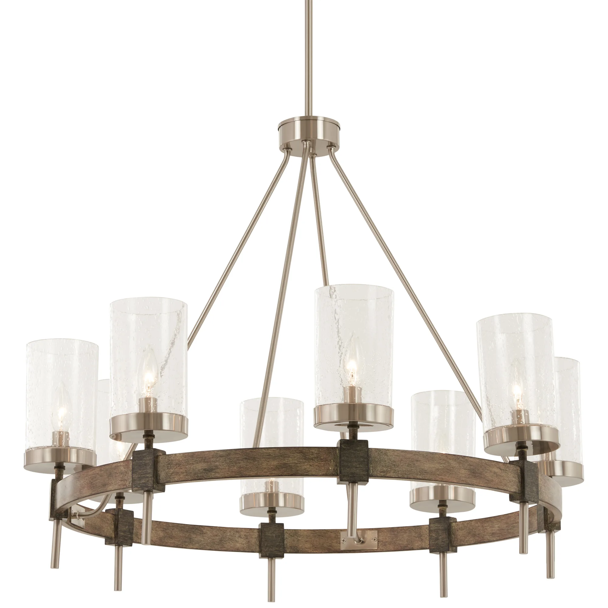 Bridlewood 8-Light Chandelier in Stone Grey with Brushed Nickel