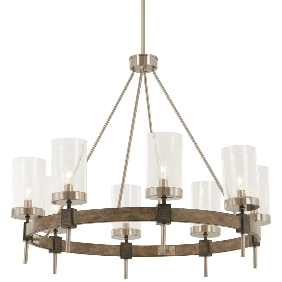 Bridlewood 8-Light Chandelier in Stone Grey with Brushed Nickel